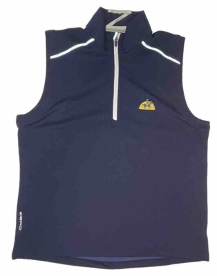 Zero Restriction Vest Men s Large Navy 1/4 Zip Pullover Sleeveless Polo Logo
