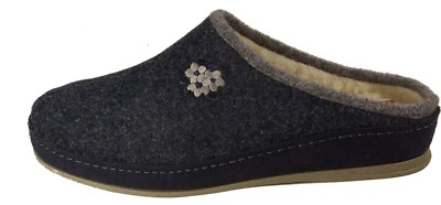 SCHAWOS Warme Hausschuhe Filz Pantoffeln blau grau echte Schurwolle NEU trendy