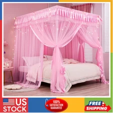 Mengersi Canopy Bed Curtains Queen Size,Bed Canopy for Girls Princess Bed Can...