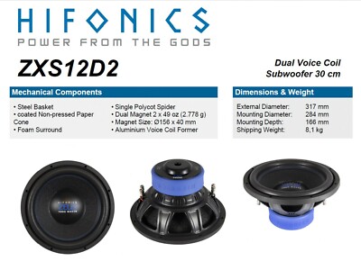 HIGH QUALITY HIFONICS ZEUS ZXS12D2 SUBWOOFER 1000WATTS FOR