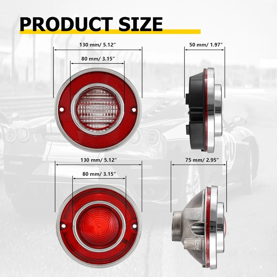4x Rear Tail Light Backup Lamp Housing Lens For 1975-1979 Chevrolet Corvette C3 - Image 2 of 4