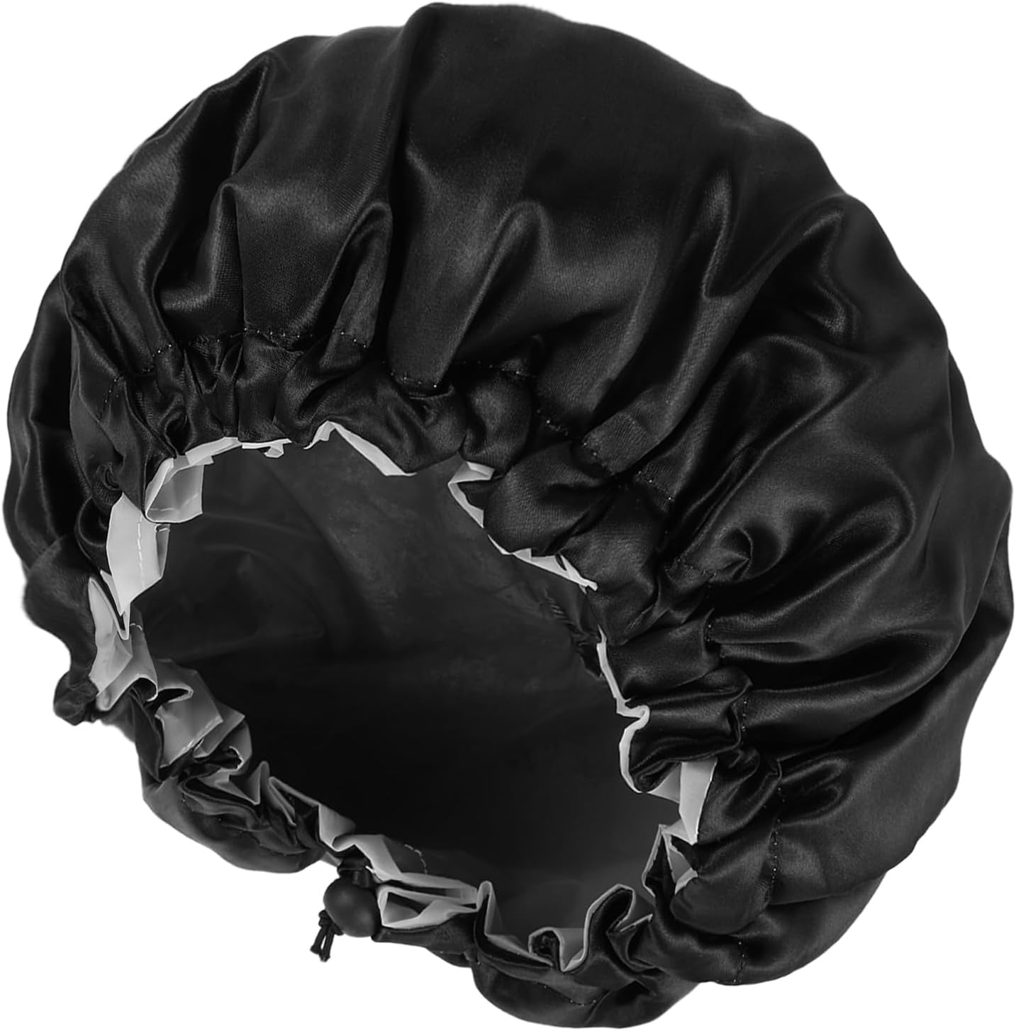 Double Layer Satin Bonnet for Men, Waterproof Bath Shower Cap Adjustable Drawstr