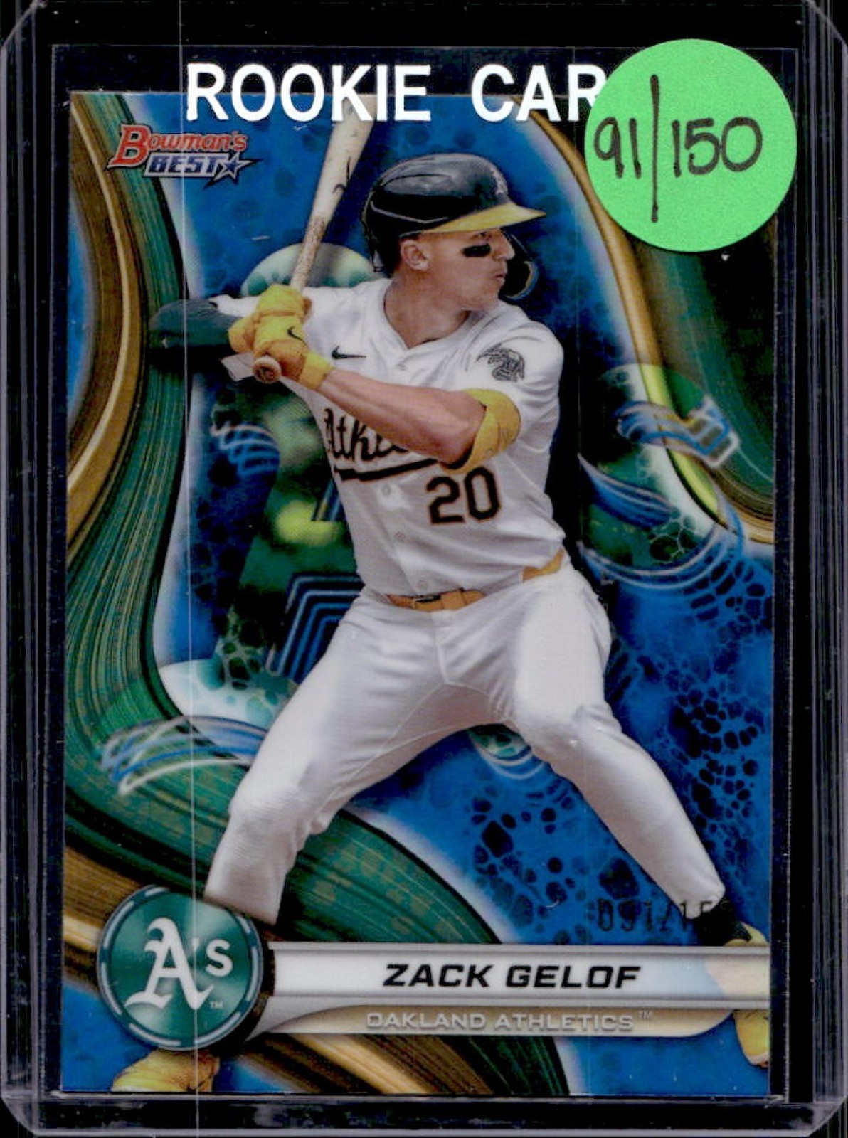 2024 Bowman's Best Zack Gelof Blue Refractor Rookie RC #91/150 Athletics