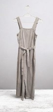 Element Gray White Striped Sleeveless Belted Wide-Leg Zip Jumpsuit S
