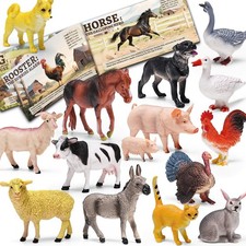 KarberDark 15 Pcs Farm Animal Toy Set Small Individual Figures , Multicolor