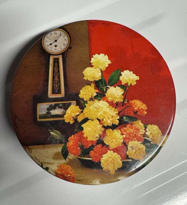 Zollman’s Butter Mints Decorative Tin Floral Clock Design (Roanoke, VA)