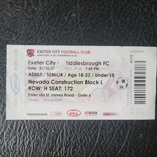 Ticket Stub Exeter City  v Middlesbrough 2023 / 2024 League Cup 