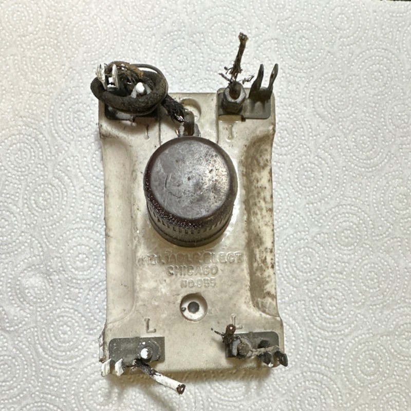 Knob and tube Reliable Elect Chicago Antique Ceramic Metal Switch Plate 1920s