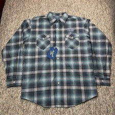 Panhandle Slim Shirt Mens XL Non Iron Stretch Western Plaid Pearl Snap Blue NWT