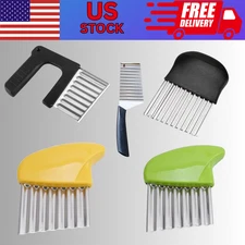 Stainless Steel Wavy Potato Knife - Crinkle Cutter for Vegetables & Chips