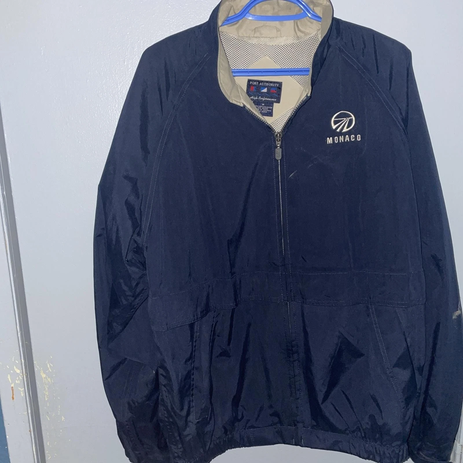 Port Authority Monaco Jacket Mens Medium Navy Blue Windbreaker High Performance