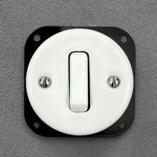 White Porcelain 1-Gang Two-Way Slim Rocker Switch Insert Flush Mount