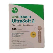 NEW ONE TOUCH UltraSoft 2 Lancets 30G 100 count  Exp 07/2028