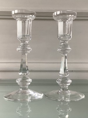 Paar Waterford geschliffenes Glas Kristall Kerzenständer Curraghmore Glencree Muster 