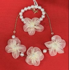 Girls Flower and Faux Pearls Necklace and Bracelet