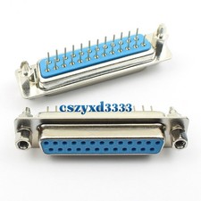 100Pcs D-SUB 25 Pin Straight Female Round Pin Connector Socket 2 Row Set Screw