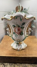 Pair of Vintage Italian Rococo-Style Porcelain Mantel Vases 10.5" — listing 2