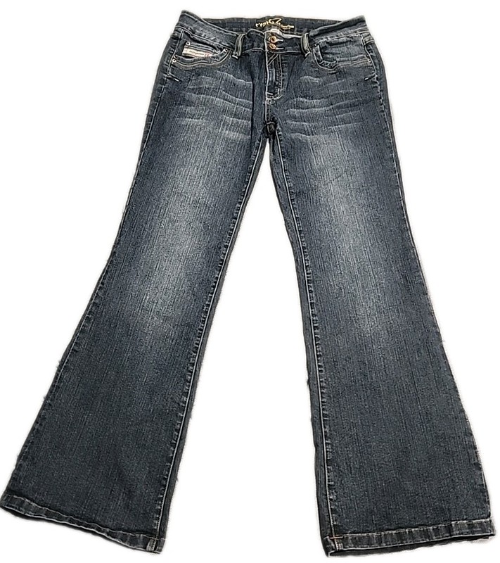 Cest Toi Premium Junior Size 15 Flare Jeans Dark Wash Blue Denim