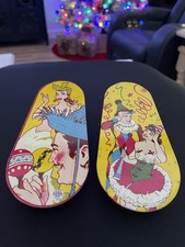 Vintage Lithographed Ratchet Noisemakers U.S. Metal Toy Mfg Co. Set of 2 Work 