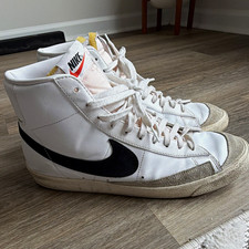 Nike Blazer Mid 77 Vintage High Top Leather White Black Lace Up BQ6806-100