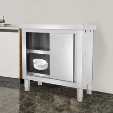 Stainless Steel Work Table Kitchen/Garden Prep Desk Large Space Storage Cabinet