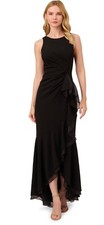 Adrianna Papell Women's Size 10 Black Floor Length Racerback Formal Evening Gown