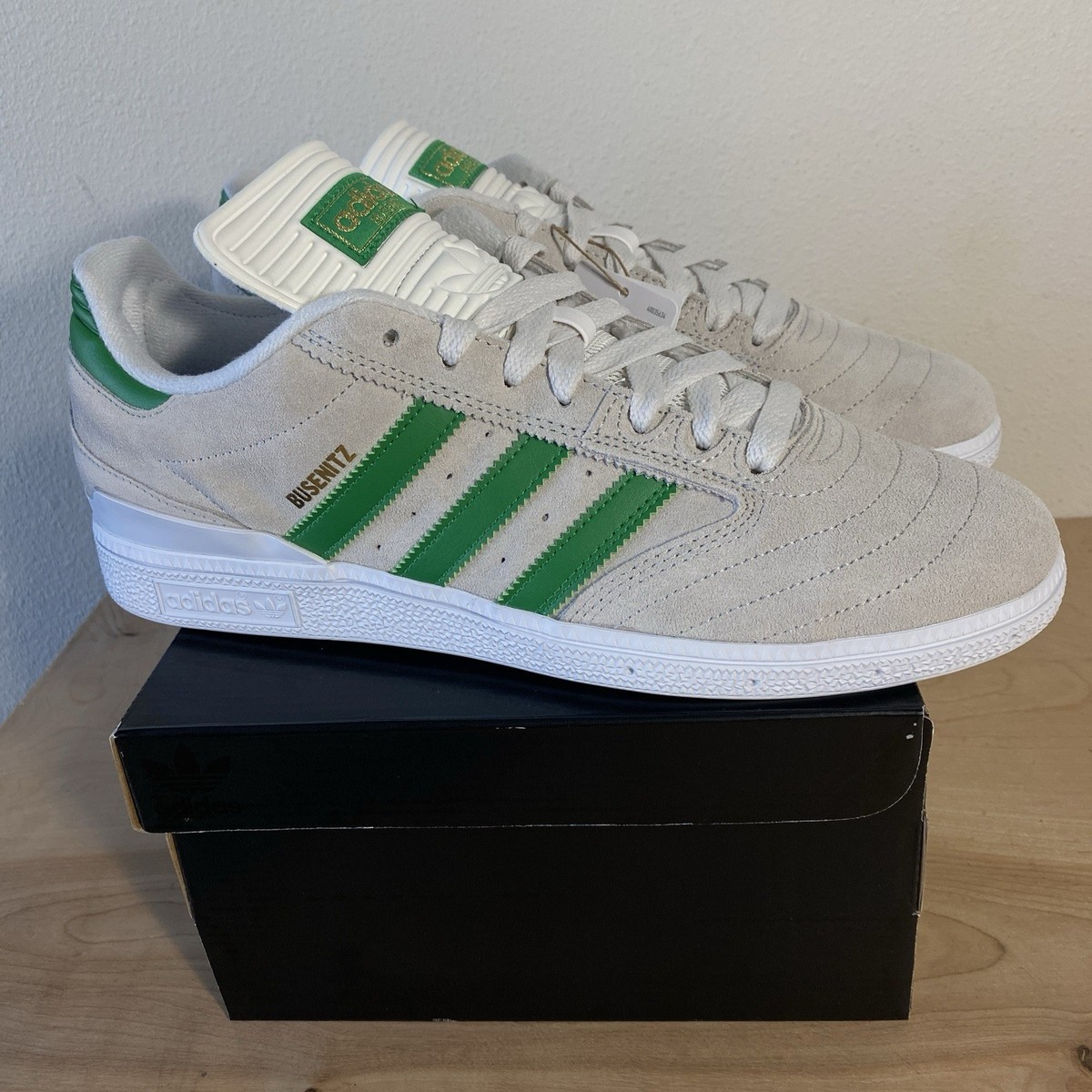 Adidas Dennis Busenitz Grey Suede Green Skateboarding Shoe Size 10