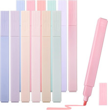 12 Pack Assorted Colors Pastel Highlighters, Aesthetic Highlighter with Chisel T