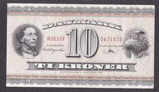 [VF, No Tears or Holes] 1963 Denmark 10 Kroner P-44w [A09-2]