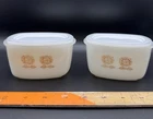 Set Of 2 Vintage Federal Glass Sunflower Milk Glass Refrigerator Dish w/ Lid