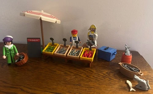 Playmobil 5342 Victorian Fish Market ~ Vintage 1996 - Almost Complete