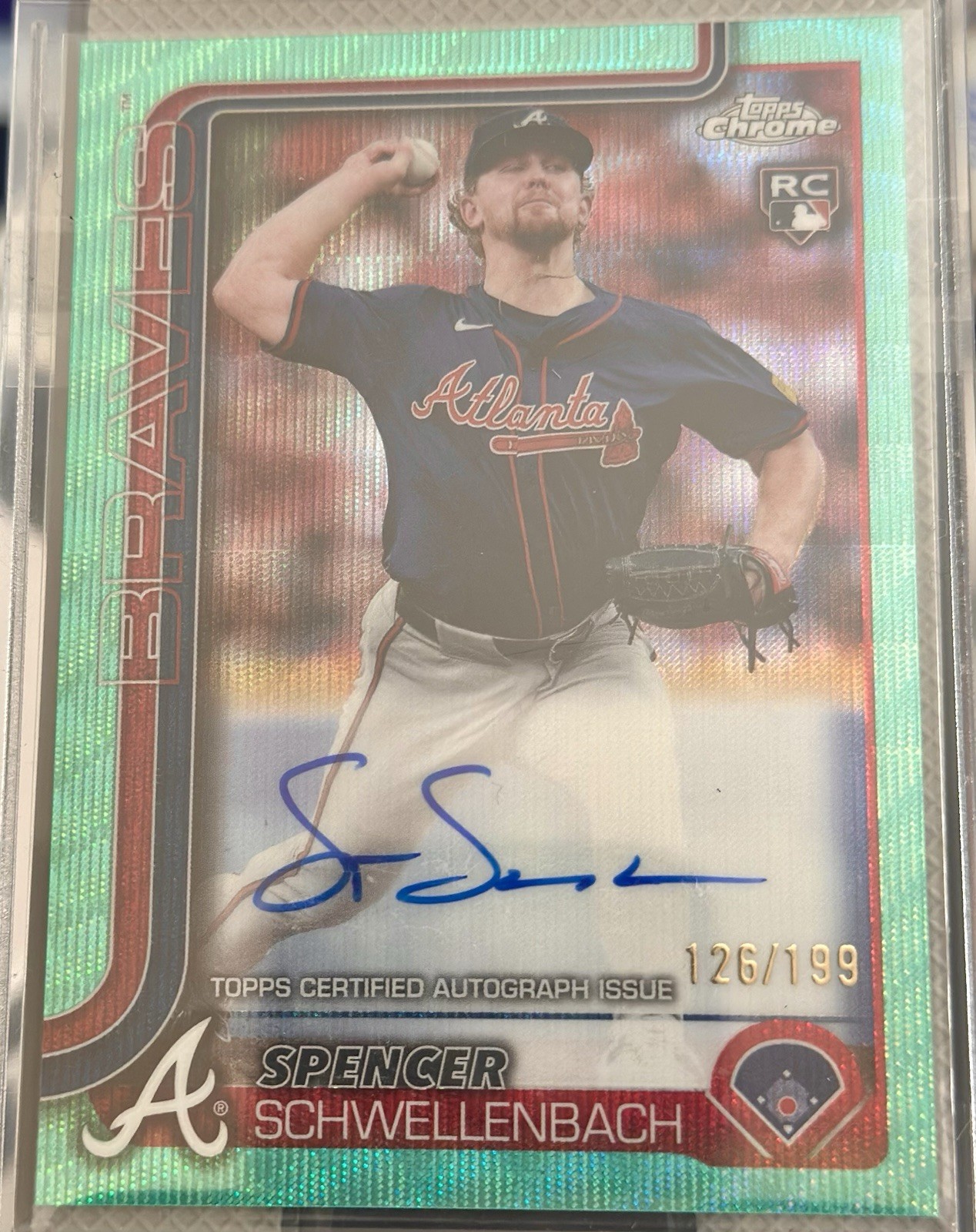2025 Topps Chrome - Rookie Auto Spencer Schwellenbach #RA-SS Aqua Wave /199 RC