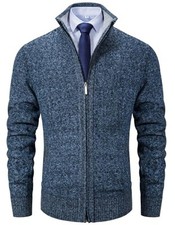 Men's Sweaters Full Zip Slim Thick Knitted Cardigan Sweaters XX-Large 3blue3