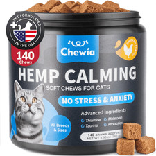 CHEWIA Hemp Calming Care Treats for Cats. Anxiety Relief Melatonin Soft Chews