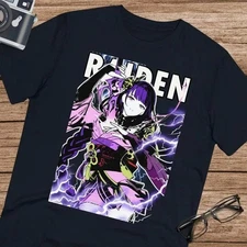 Anime Raiden Shogun Genshin Impact T Shirt Size S - 5Xl Black Size S - 5XL