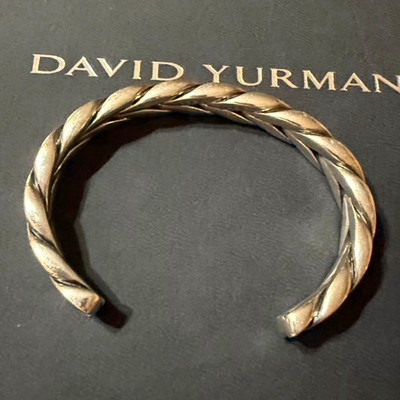 David Yurman Sterling Silver 925 Twisted Cable Cuff Bracelet Signed
