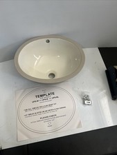 Caxton Oval 15" X 12" Undermount Bathroom Sink Off White Biscuit Tan Beige Bone