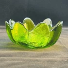 Blenko Art Glass Olive Green 8 Lotus Petal Bowl