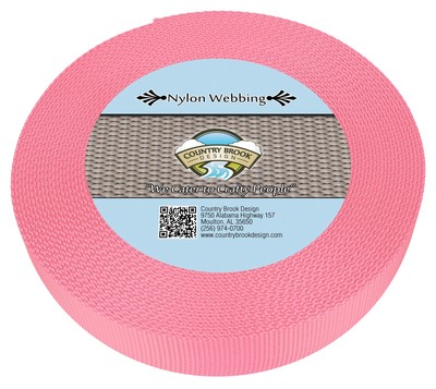 Country Brook Design  1 1/2 Inch Pink Heavy Duty Nylon Webbing, 50 Yards