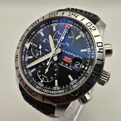 CHOPARD MILLE MIGLIA GMT 8992 HERREN UHR STAHL SWISS CHRONOGRAPH AUTOMATIK DATUM.