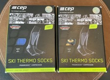 2 CEP Progressive Ski Thermo Compression Socks, Men  s Size 3 Blk/Blue  Blk,Grey