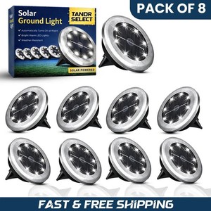 Solar Lights 8-PACK Solar in Ground Lights Outdoor Pathways Yard Light (White)