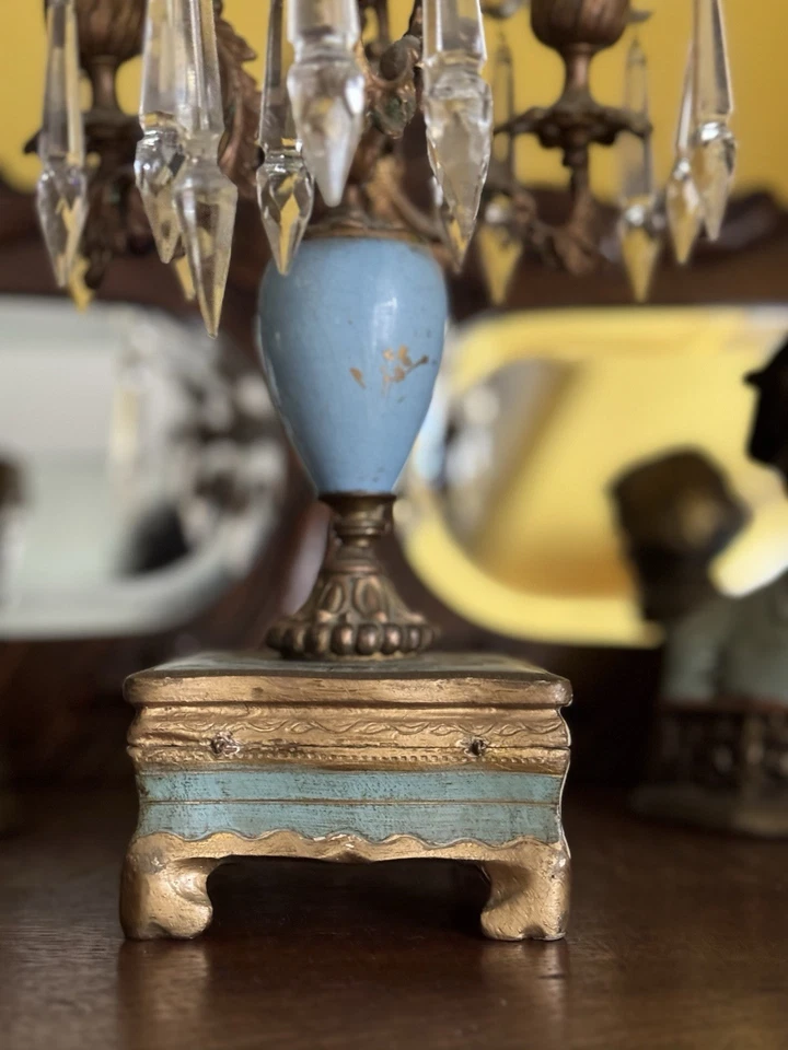 Antiguo candelabro de bronce y turquesa del siglo XIX Foto 3 de 4