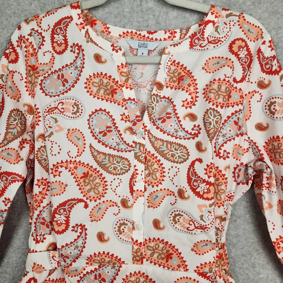 Camisa Vestido Paisley Medium Boho Calce y Acampanado Cintura Elástica Corbata Manga 3/4 Bolsillo Foto 4 de 4