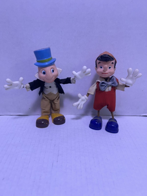 Vintage Marx Pinocchio and Jiminy Cricket Bendy 5 Inch figures