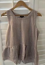 A New Approach Blouse Women M Mauve Geometric Crochet Sleeveless Whimsigoth