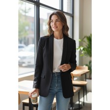 Giorgio Armani Blazer Women Black Wool Shawl Lapel 80's Vintage IT 44 US 10