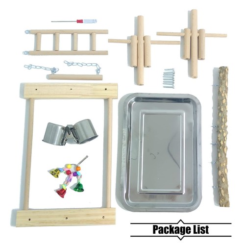 Bird Playground Parrot Playstand Birds Play Stand Wood Exercise Perch Gym Sta... - Picture 2 of 7