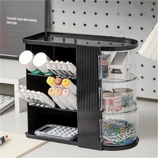 Desk Organizer with Pen Pencil Holder for Desk, Pen Organizer with 3 Black