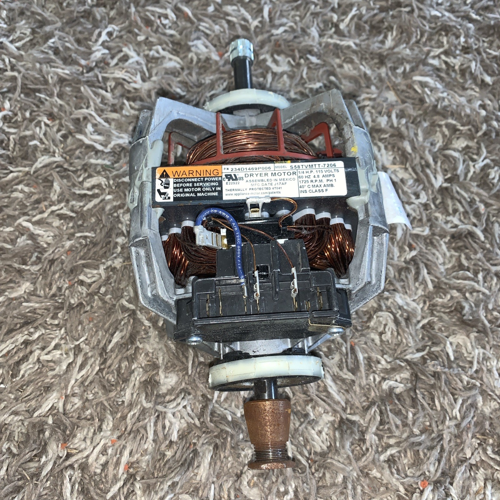 GE Dryer Motor 234D1469P006 S58TVMTT-7206 WE49X27320 WE49X28295 WE17X23856
